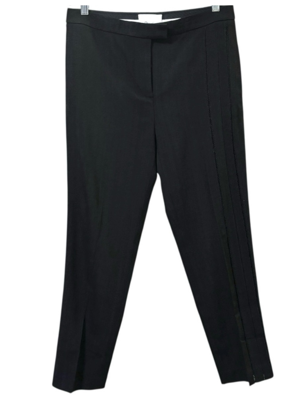 3.1 Phillip Lim Black Textured Asymmetric Straight Leg Trouser Size 4